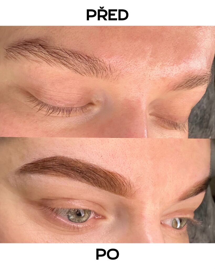 Henna obočí- barvení obočí před a po, kosmetička Plzeň